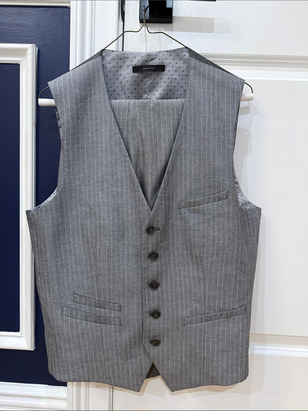 Men's Gray Pinstripe Vest and Pants Set